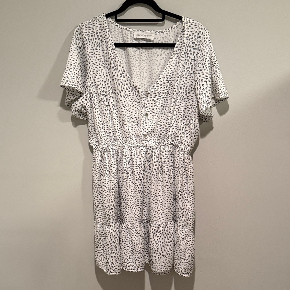Chic White and Black Spotted Mini Dress